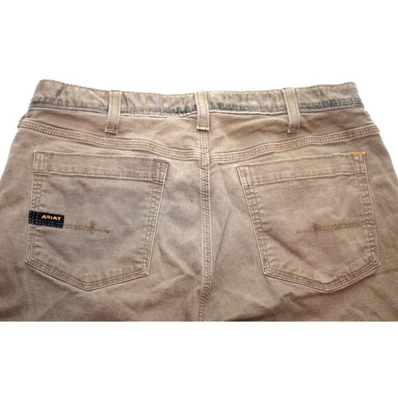 Ariat Rebar Slim Straight Leg Work Pants 34x34 Khaki Durable Outdoor - Picture 3 of 9